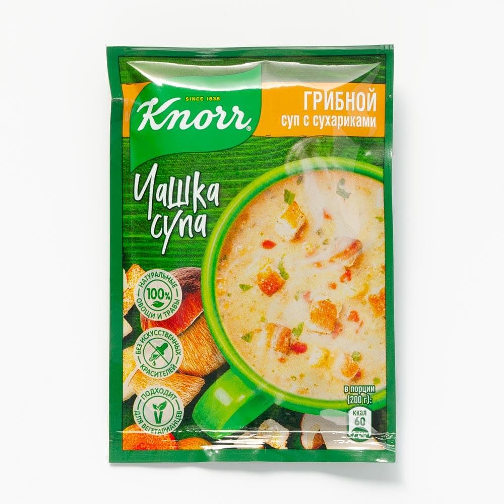 Изображение товара Грибной суп Knorr Чашка супа, с сухариками, быстрого приготовления, 15,5 г