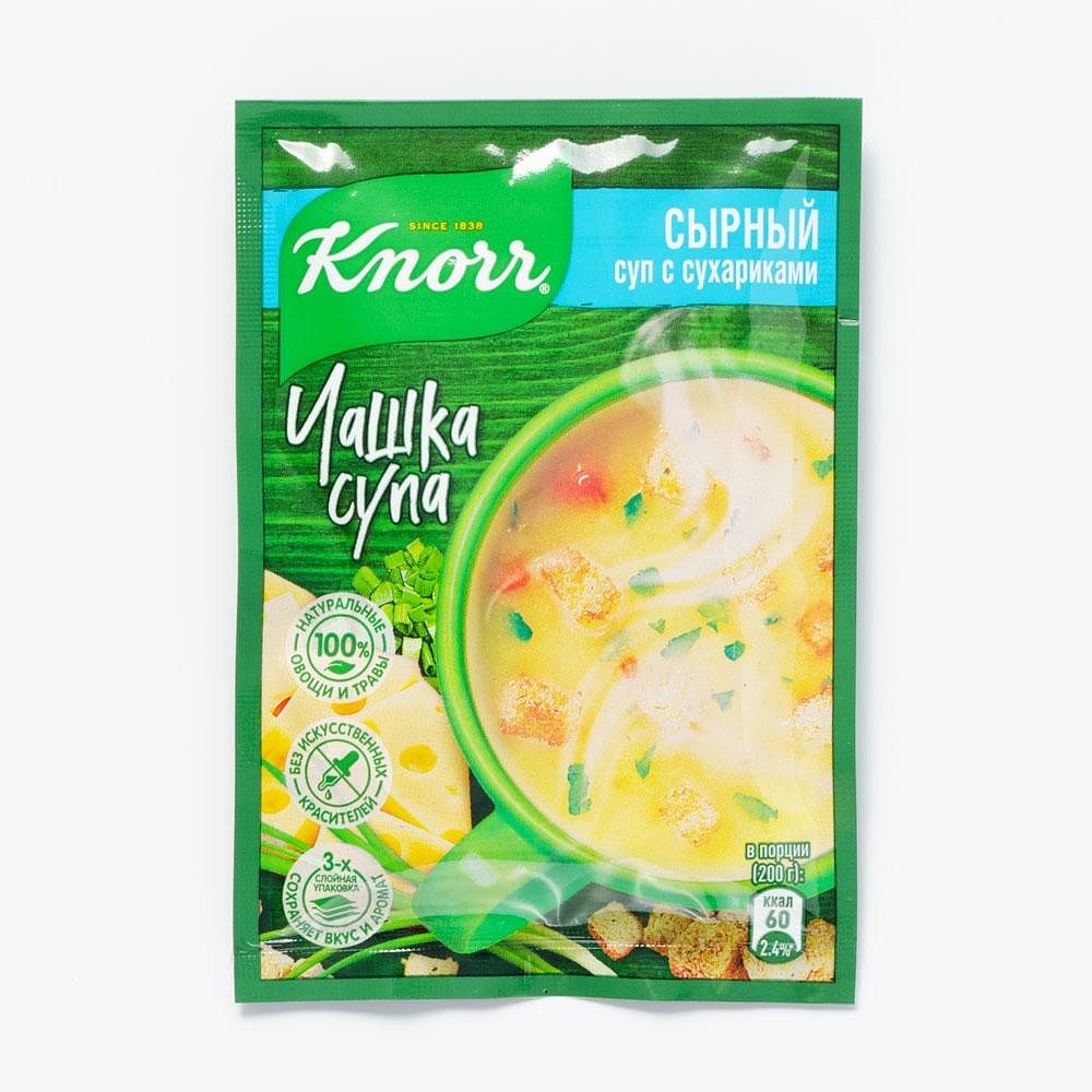 Изображение товара Сырный суп Knorr чашка супа, с сухариками, быстрого приготовления, 15,6 г