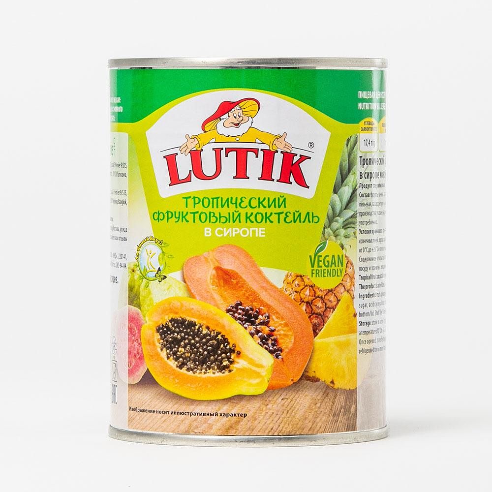 Изображение товара Фруктовый коктейль Lutik, тропический, в сиропе, 580 мл