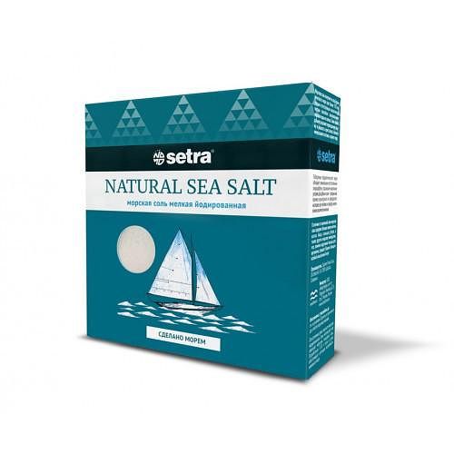 Изображение товара Морская соль Setra, пищевая, мелкая, йодированная, 500 г