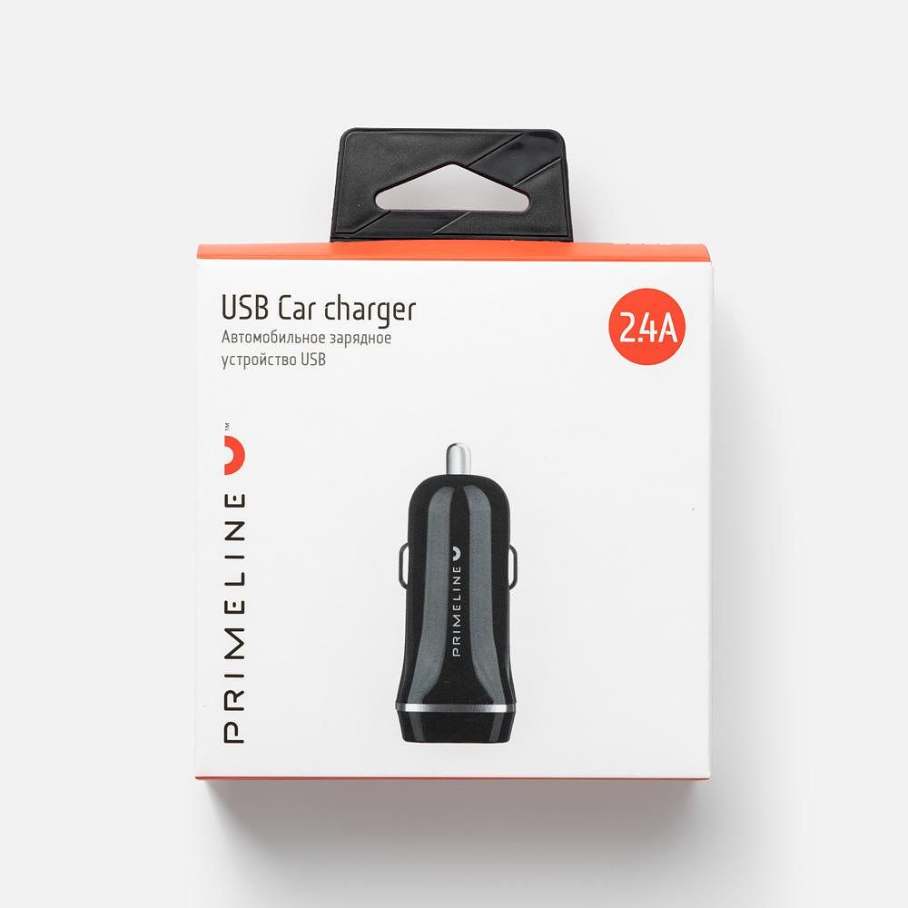 Изображение товара Автомобильное зарядное устройство Prime Line 2USB, 2.4A, чёрный, 1 шт.