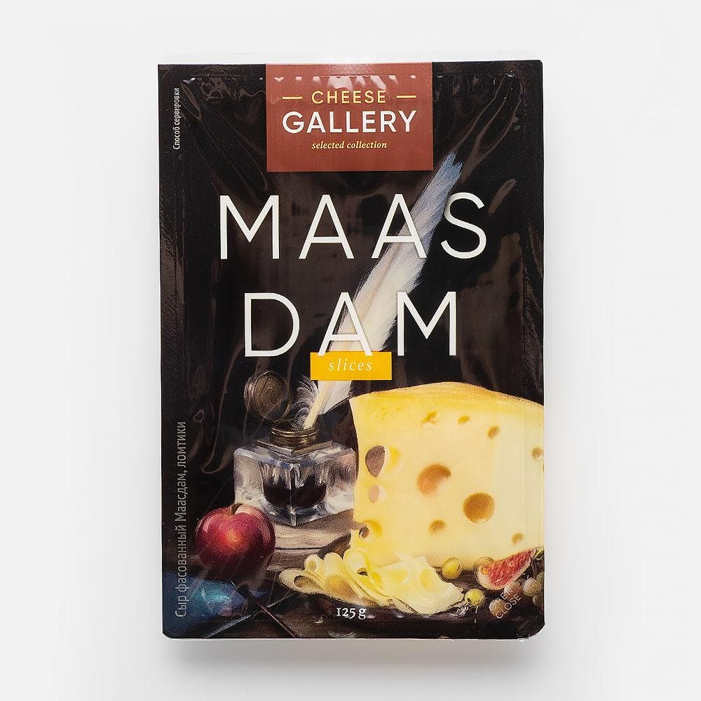 Изображение товара Маасдам Cheese Gallery нарезка 45% 125 г Натуральный сыр высокого качества