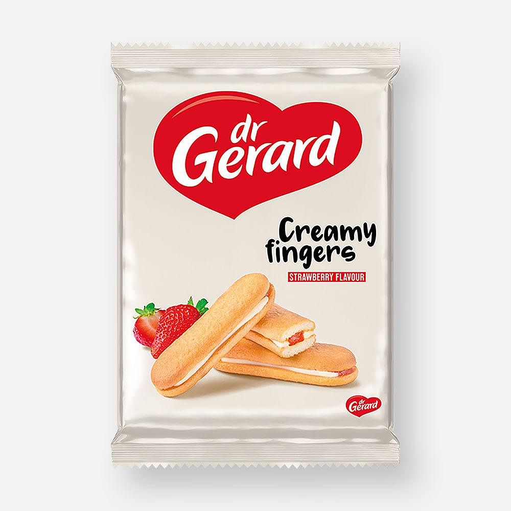 Изображение товара Из Польши: Печенье Dr Gerard Creamy Fingers с кремовой начинкой, со вкусом клубники, 170 г