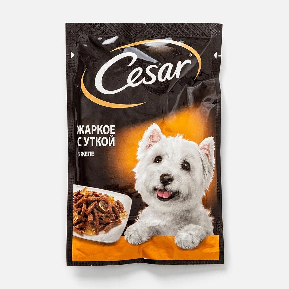 Изображение товара Влажный корм Cesar, для взрослых собак, жаркое с уткой в желе, 85 г