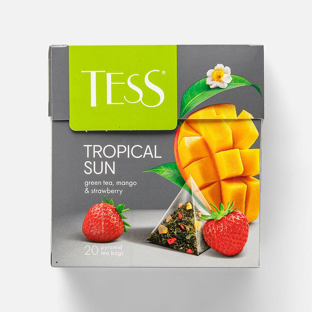 Изображение товара Зелёный чай Tess, Tropical Sun, манго и клубника, в пирамидках, 20 шт.