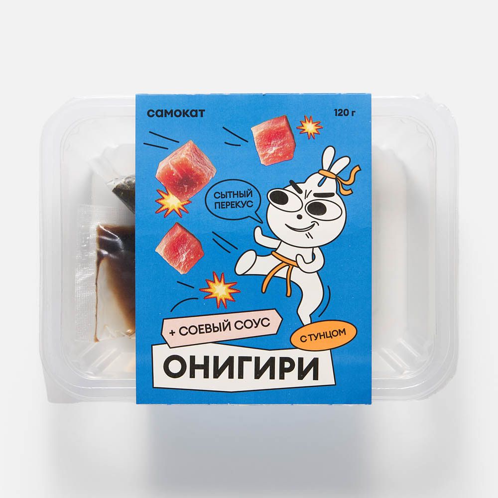 Изображение товара Онигири Самокат, с филе-кусочками варёного желтопёрого тунца, 120 г