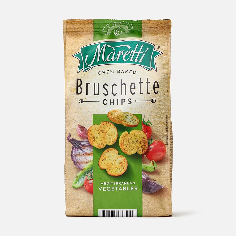 Изображение товара Хлебные ломтики Maretti Bruschette, печёные, средиземноморские овощи, 70 г