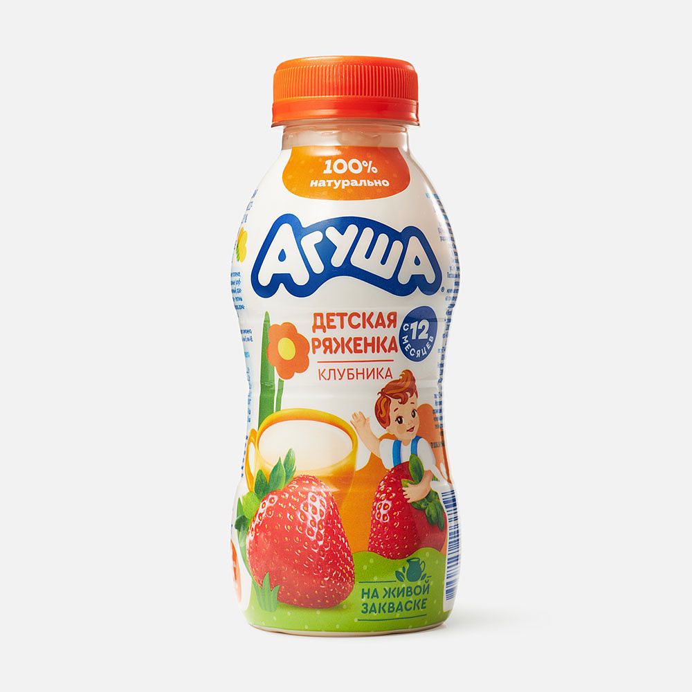 Изображение товара Ряженка Агуша, 2,9%, клубника, с 12 месяцев, 180 г
