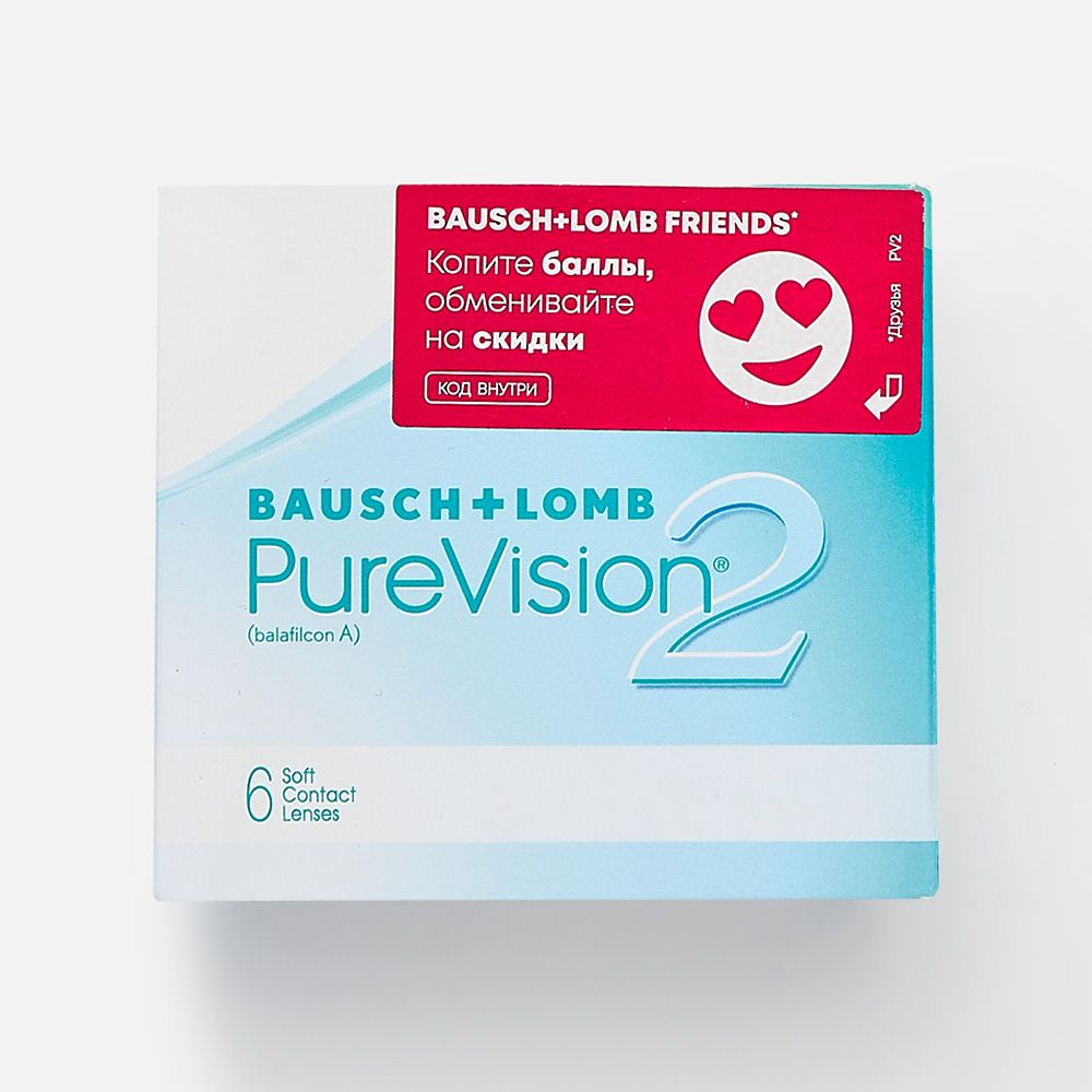 Изображение товара Линзы контактные PureVision 2 Hd, ежемесячные, -3.00 / 8.6, 6 шт.
