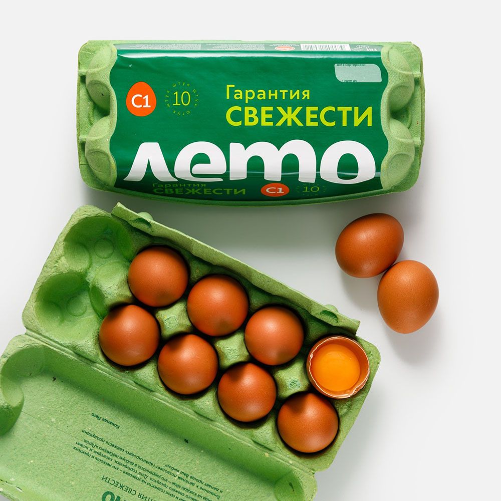 Изображение товара Куриное яйцо Лето, С1, коричневое, 10 шт.