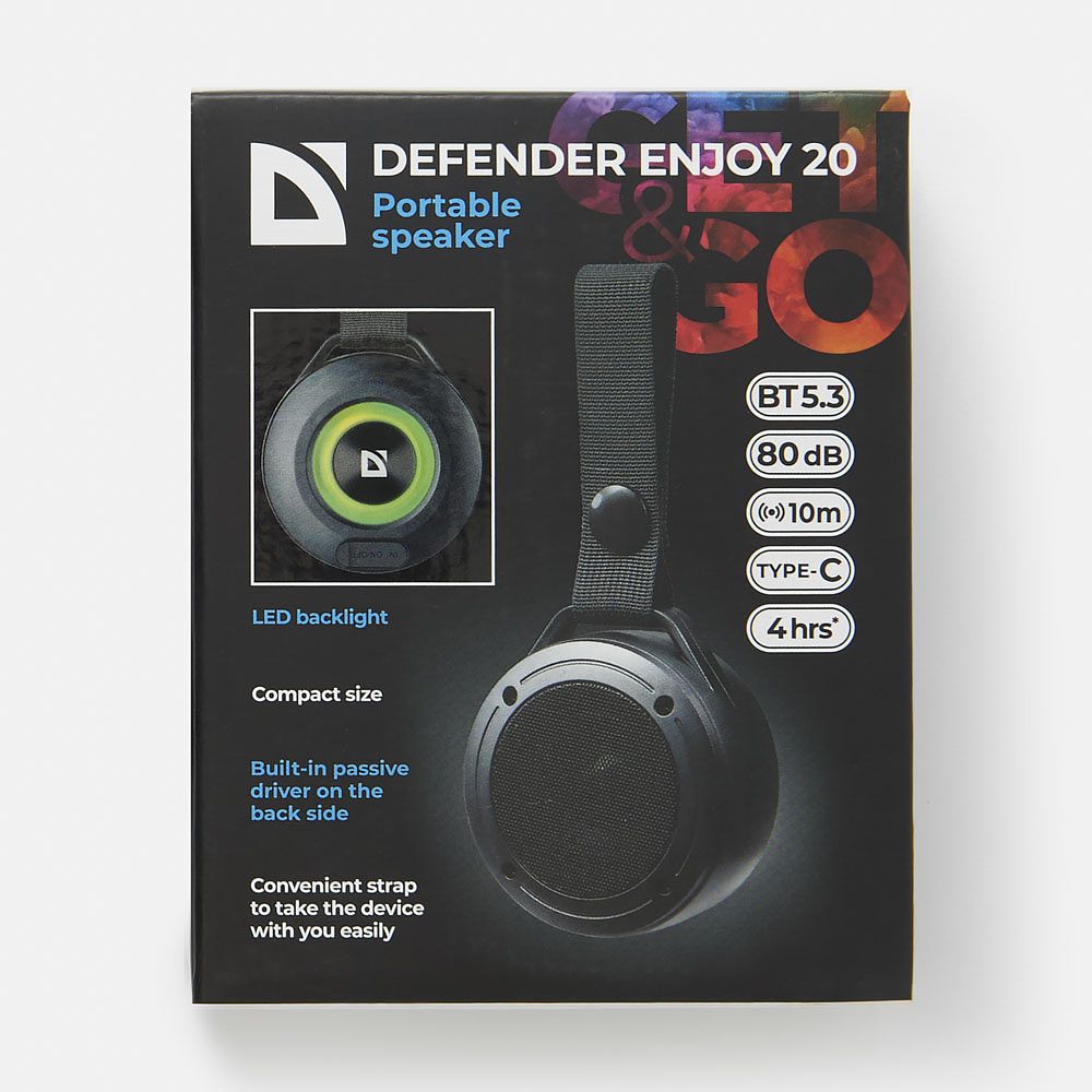 Изображение товара Портативная колонка Defender Enjoy 20, 3Вт, Type-C, чёрная