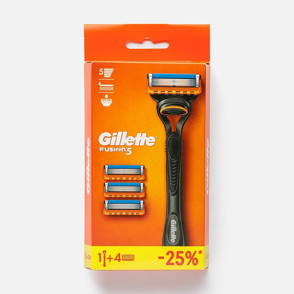 Изображение товара Станок для бритья Gillette Fusion, с 3 сменными кассетами