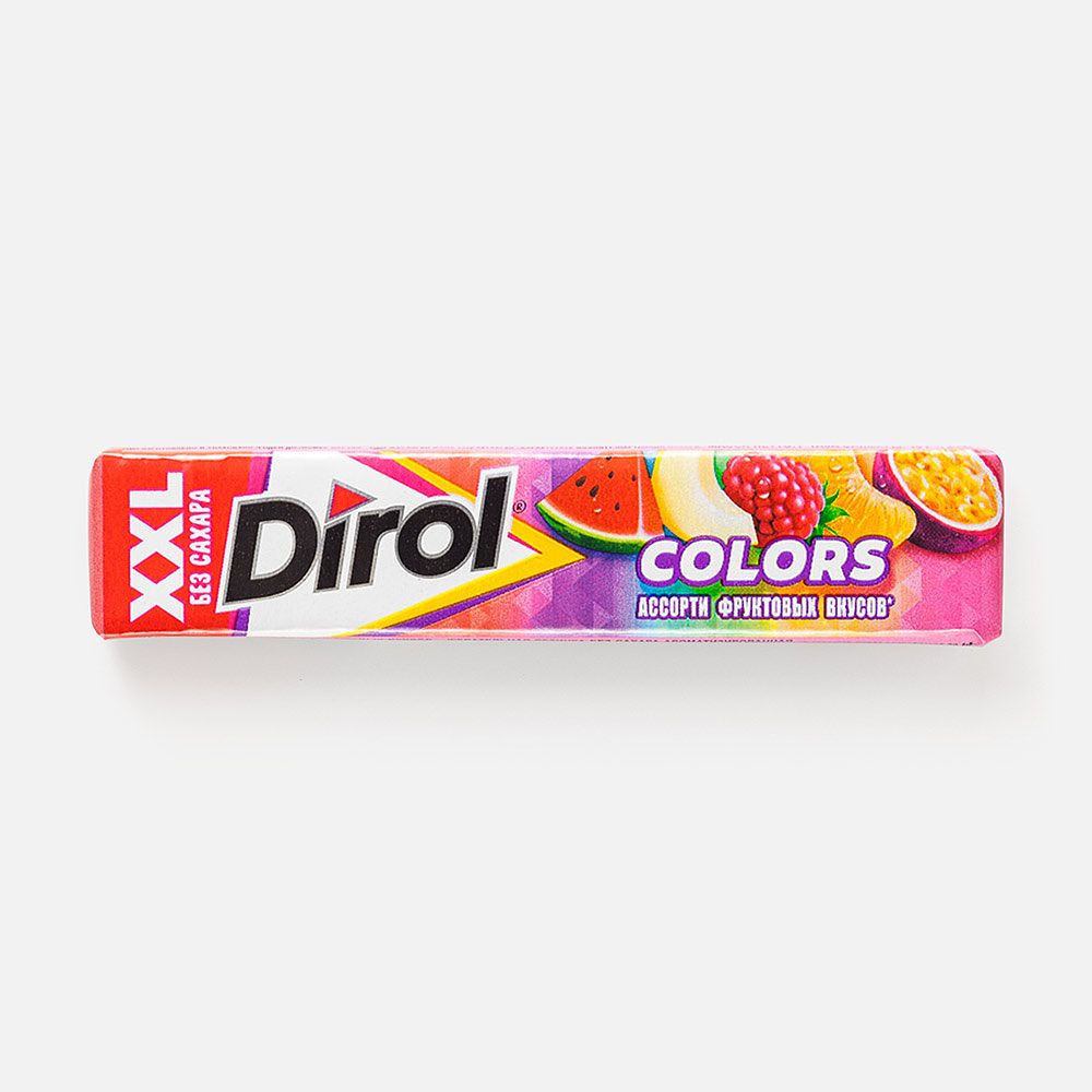 Изображение товара Жвачка Dirol Colors ХХL, без сахара, ассорти фруктовых вкусов, 19 г