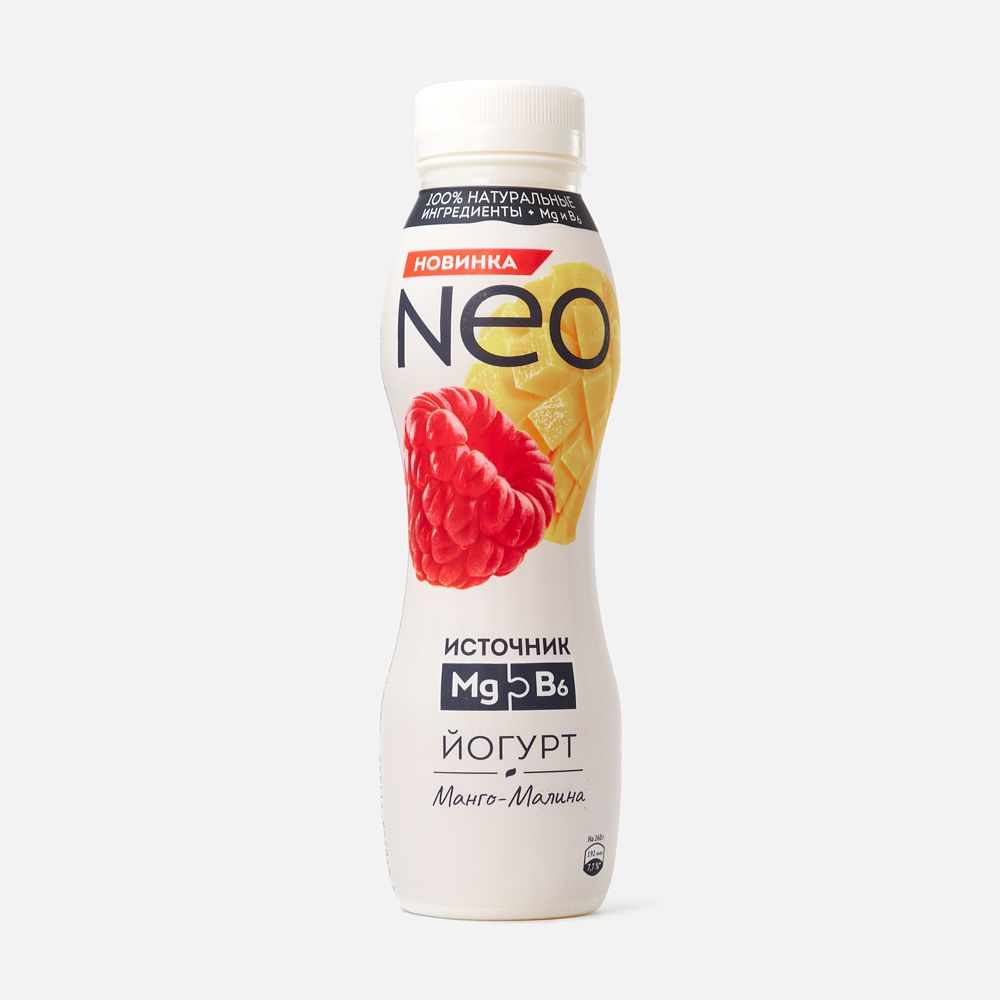 Изображение товара Питьевой йогурт Neo, 1,5%, манго и малина, 260 г