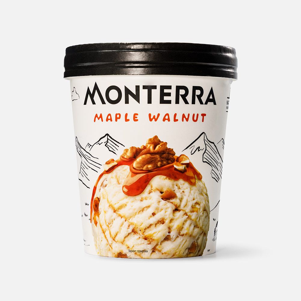 Изображение товара Мороженое Monterra, с кленовым сиропом и грецким орехом, в ведёрке, 298 г