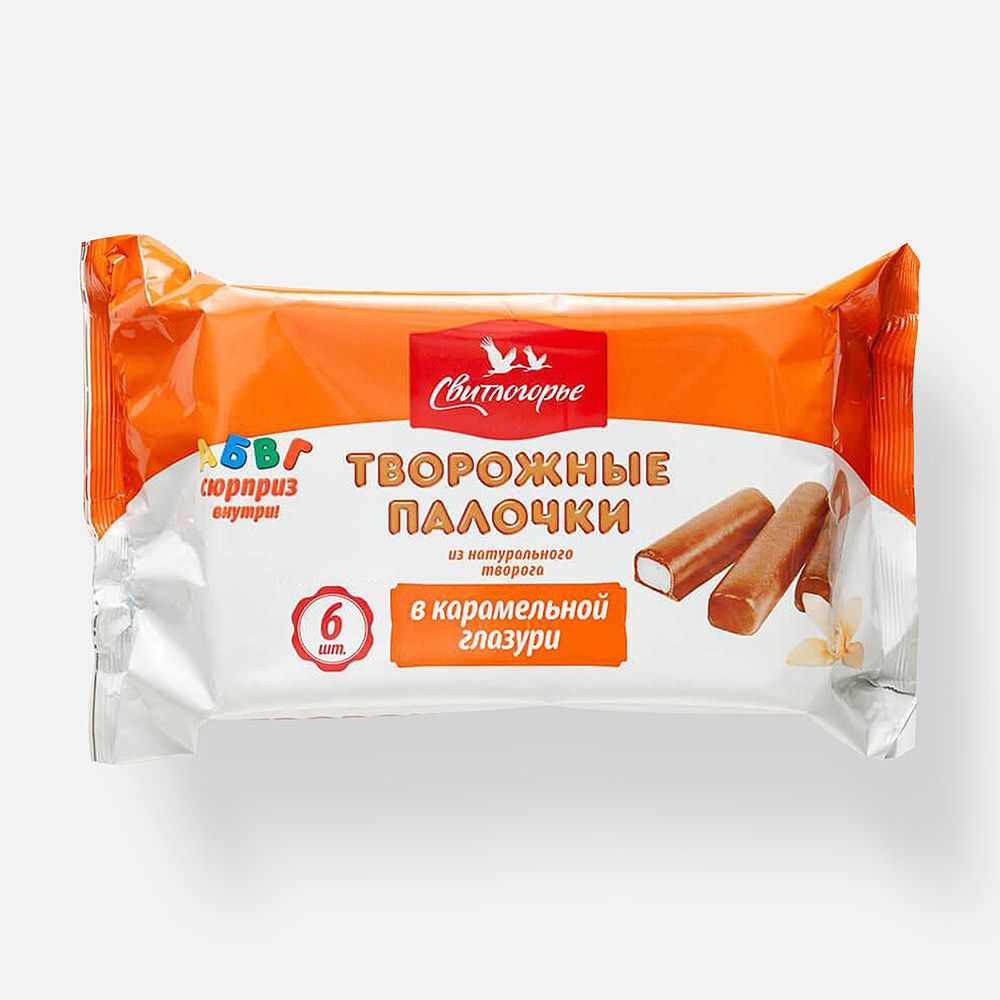 Изображение товара Творожные палочки Свитлогорье, 23%, в карамельной глазури, с ванилью, 180 г