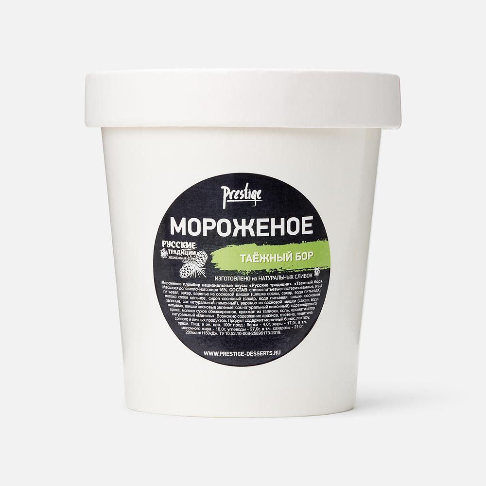 Изображение товара Пломбир Prestige Русские традиции, Таёжный бор, 17%, в ведёрке, 240 г