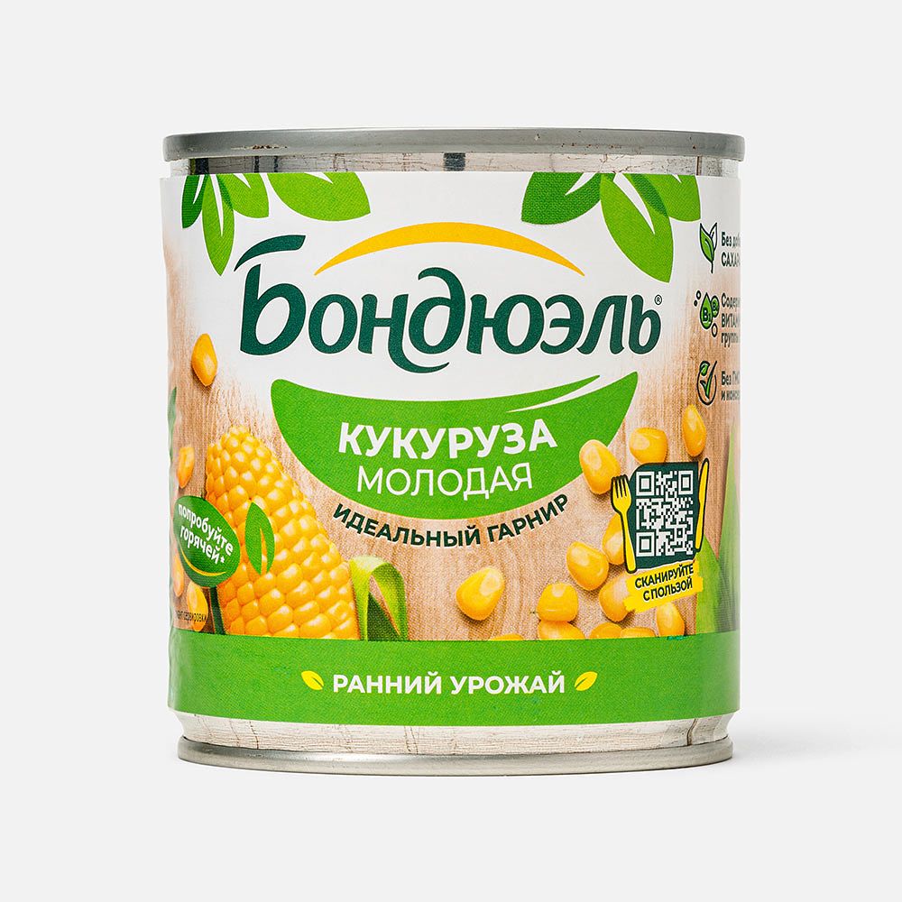 Изображение товара Кукуруза Бондюэль, молодая, без сахара, ранний урожай, 212 мл