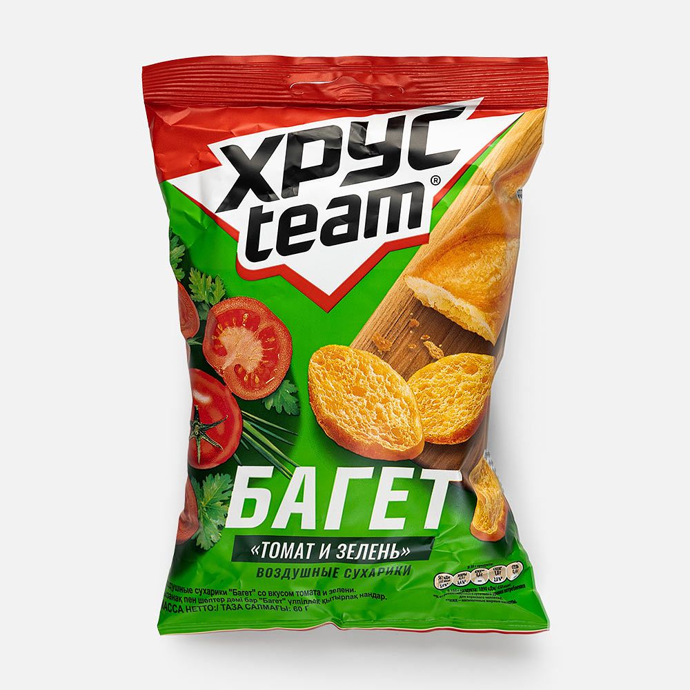 Изображение товара Сухарики Хрусteam Багет, томат и зелень, 60 г