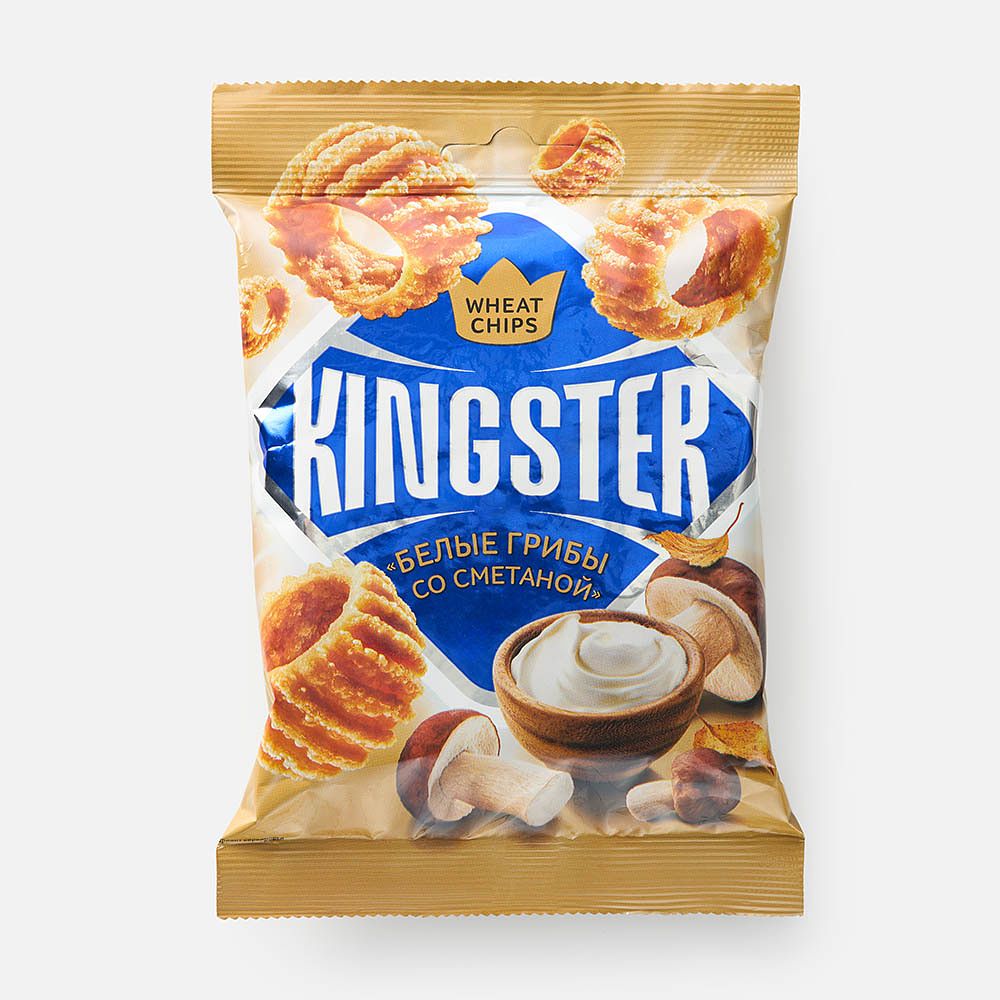 Изображение товара Пшеничные чипсы Kingster, белые грибы со сметаной, 55 г