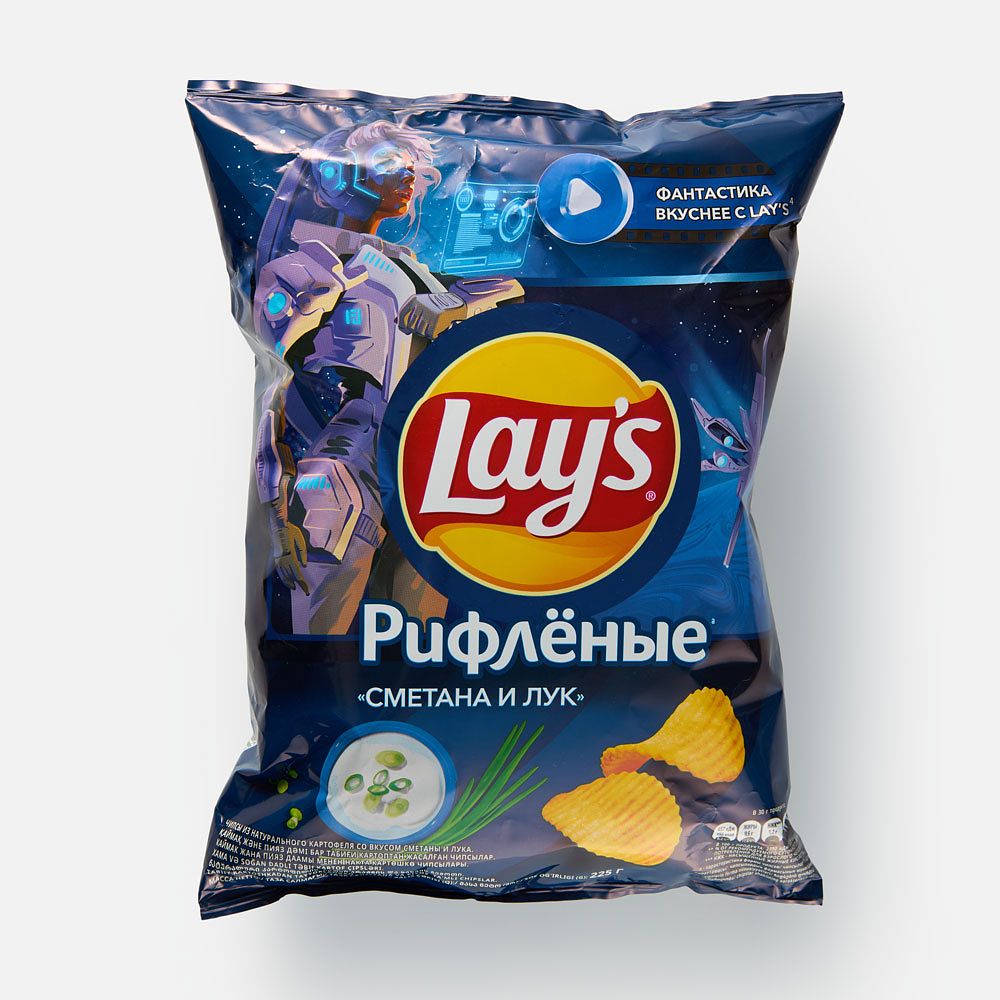 Изображение товара Чипсы Lay's, рифлёные, сметана и лук, 225 г