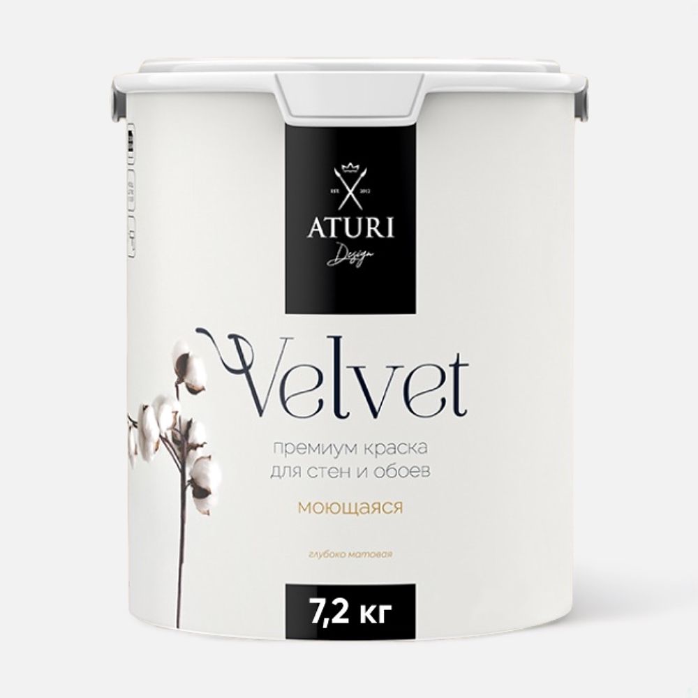 Изображение товара Краска Aturi Design Mia интерьерная, для стен, моющаяся; цвет: Локрийский лен, 7,2 кг