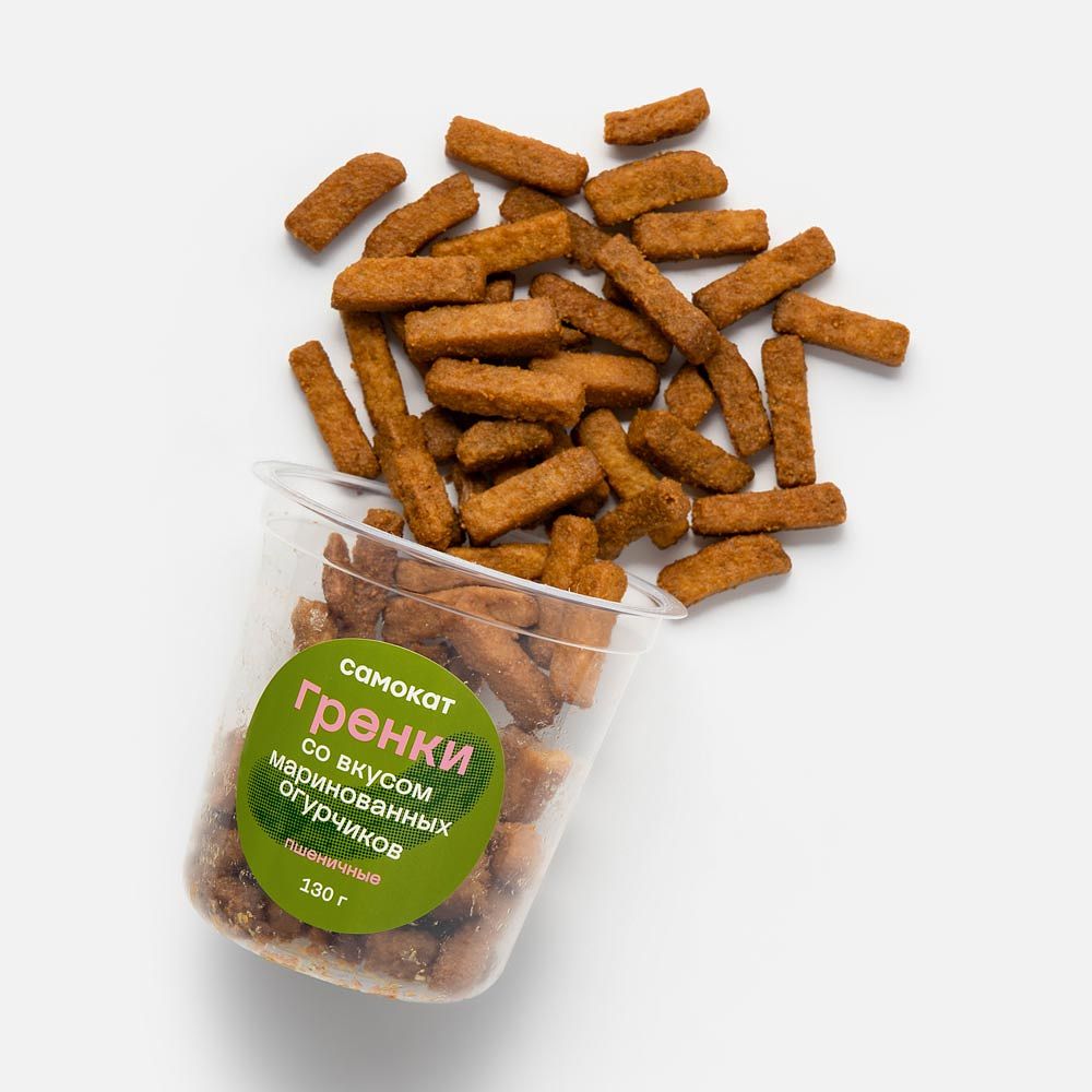 Изображение товара Пшеничные гренки Самокат с маринованными огурчиками 130 г