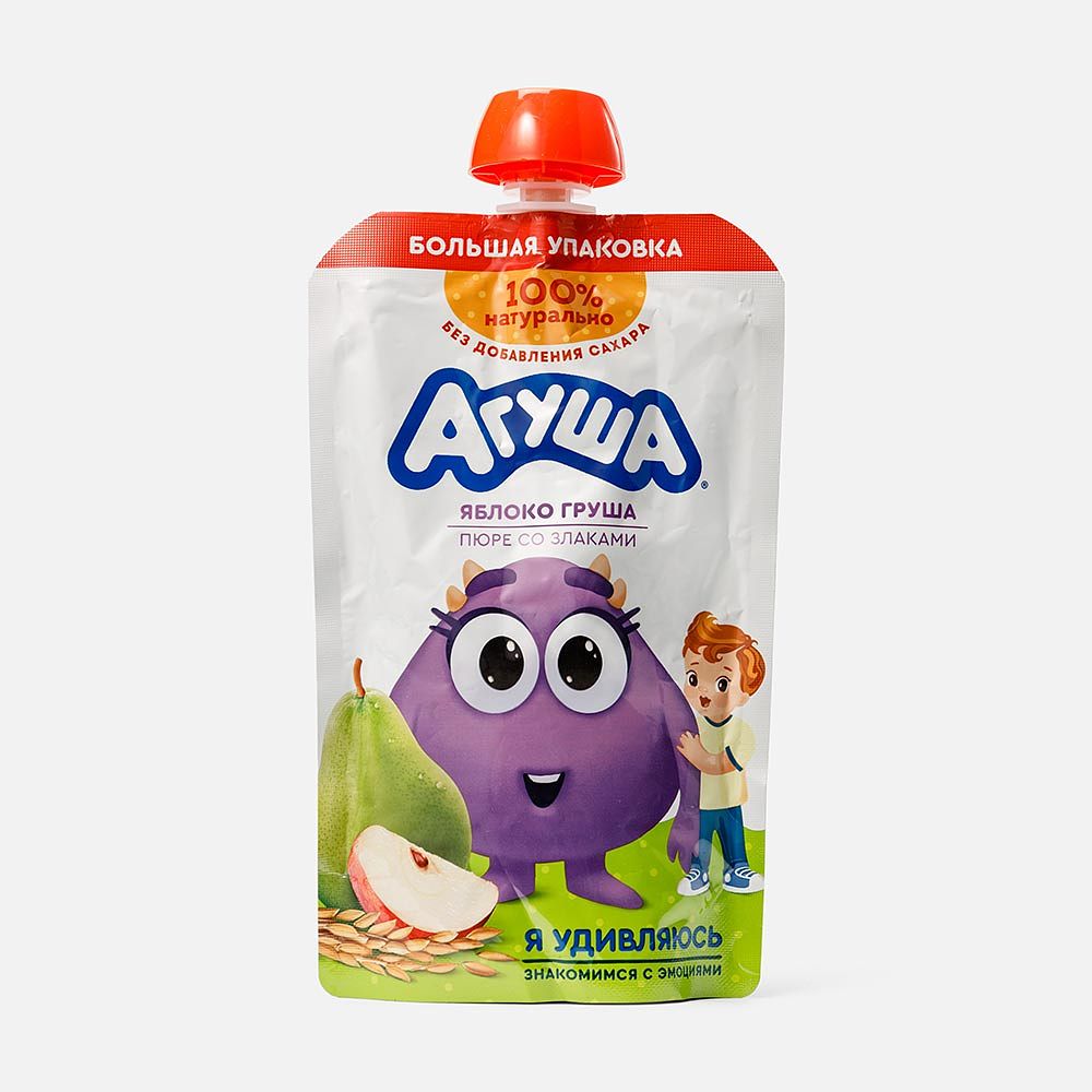 Изображение товара Пюре Агуша со злаками, яблоко и груша, 160 г для детей с 8 месяцев