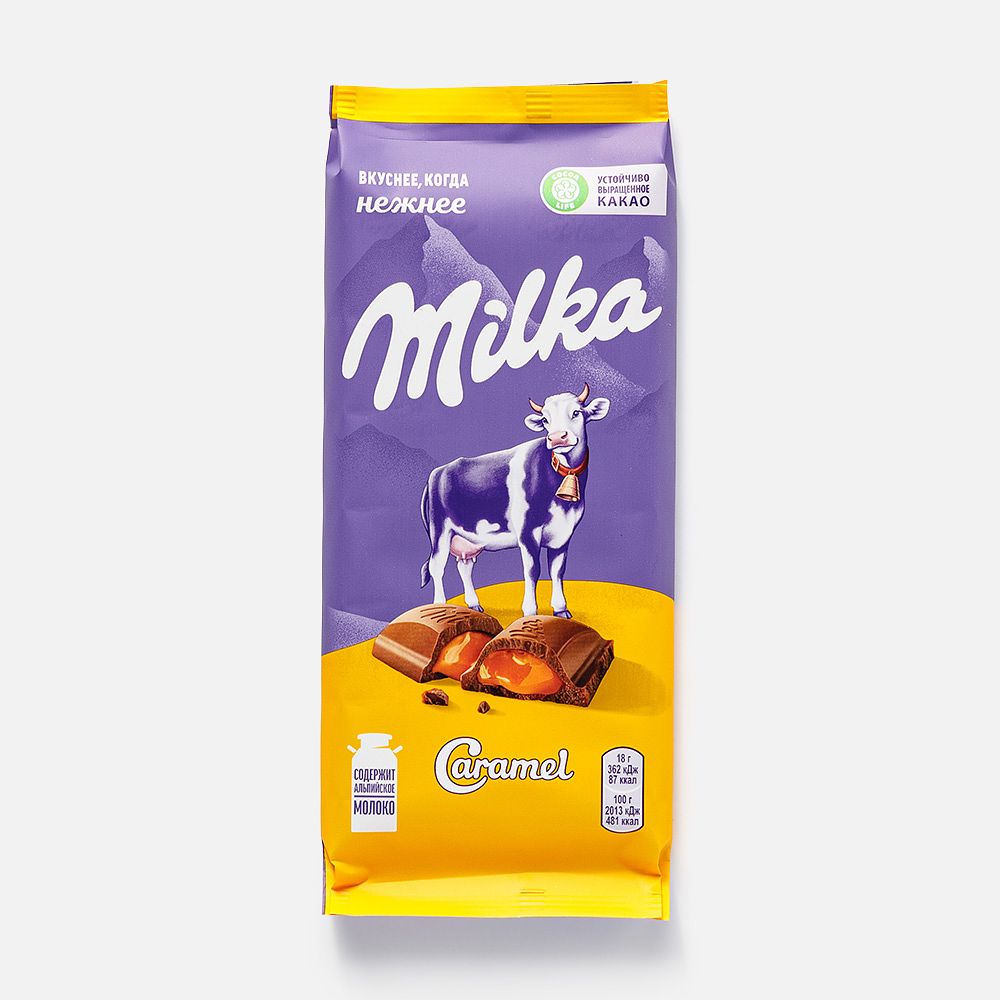 Изображение товара Молочный шоколад Milka, с карамельной начинкой, 90 г