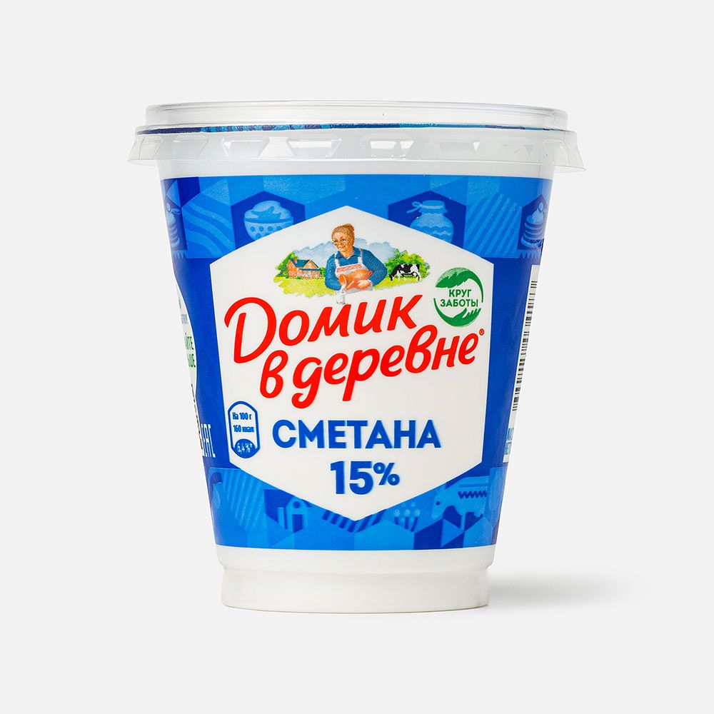 Изображение товара Сметана Домик в деревне, 15%, 300 г
