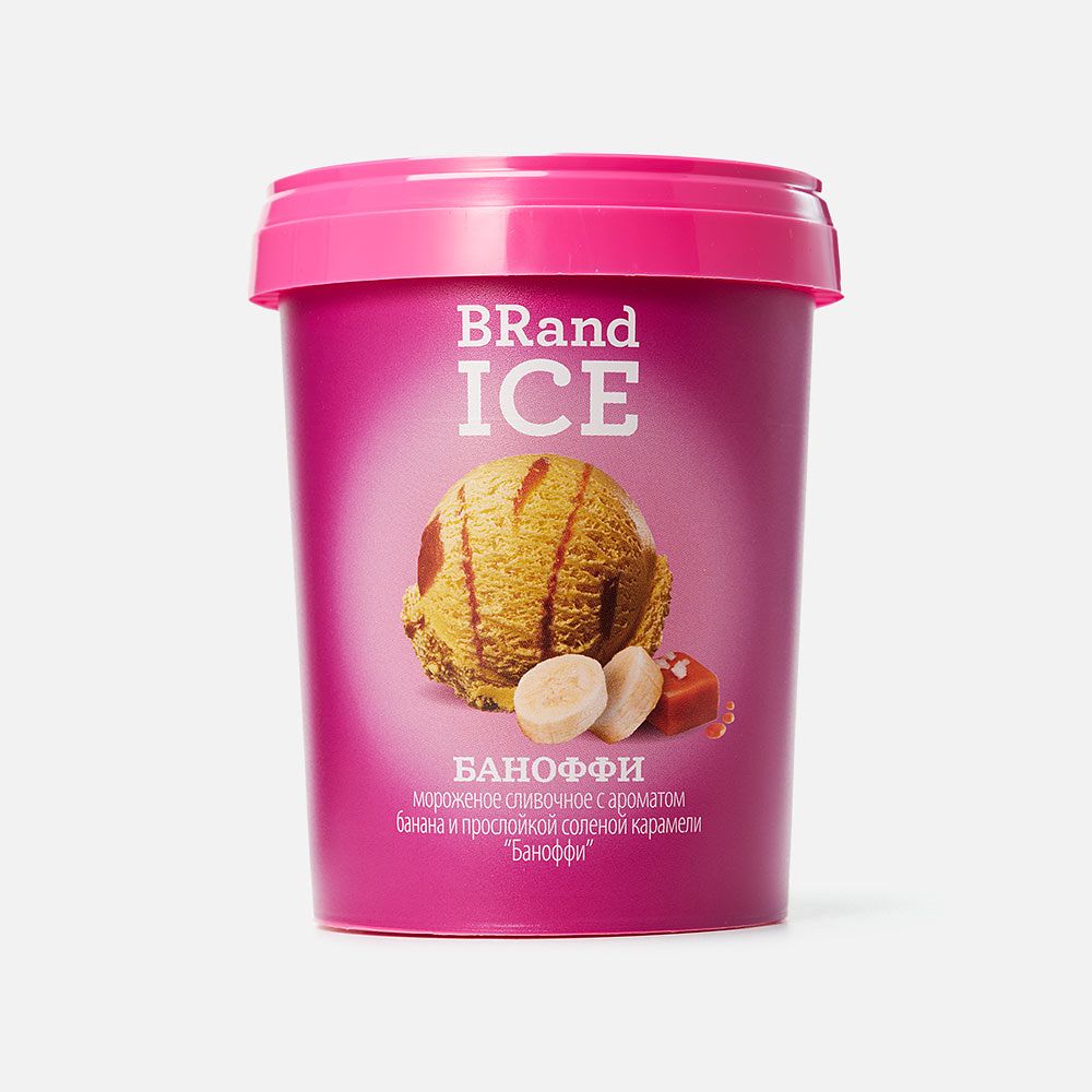 Изображение товара Сливочное мороженое BrandIce, Баноффи, с ароматом банана и прослойкой солёной карамели, 250 г