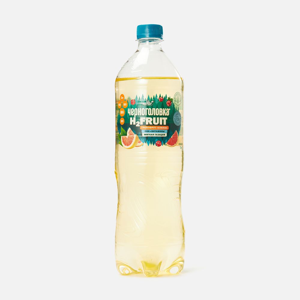 Изображение товара Напиток Черноголовка H2Fruit, с соком, грейпфрут и клюква, с газом, 1 л