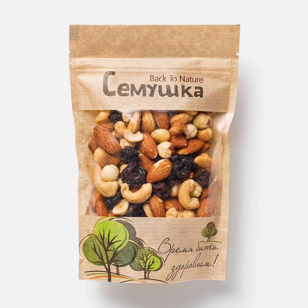 Изображение товара Смесь орехов Семушка, жареные, с изюмом, 150 г