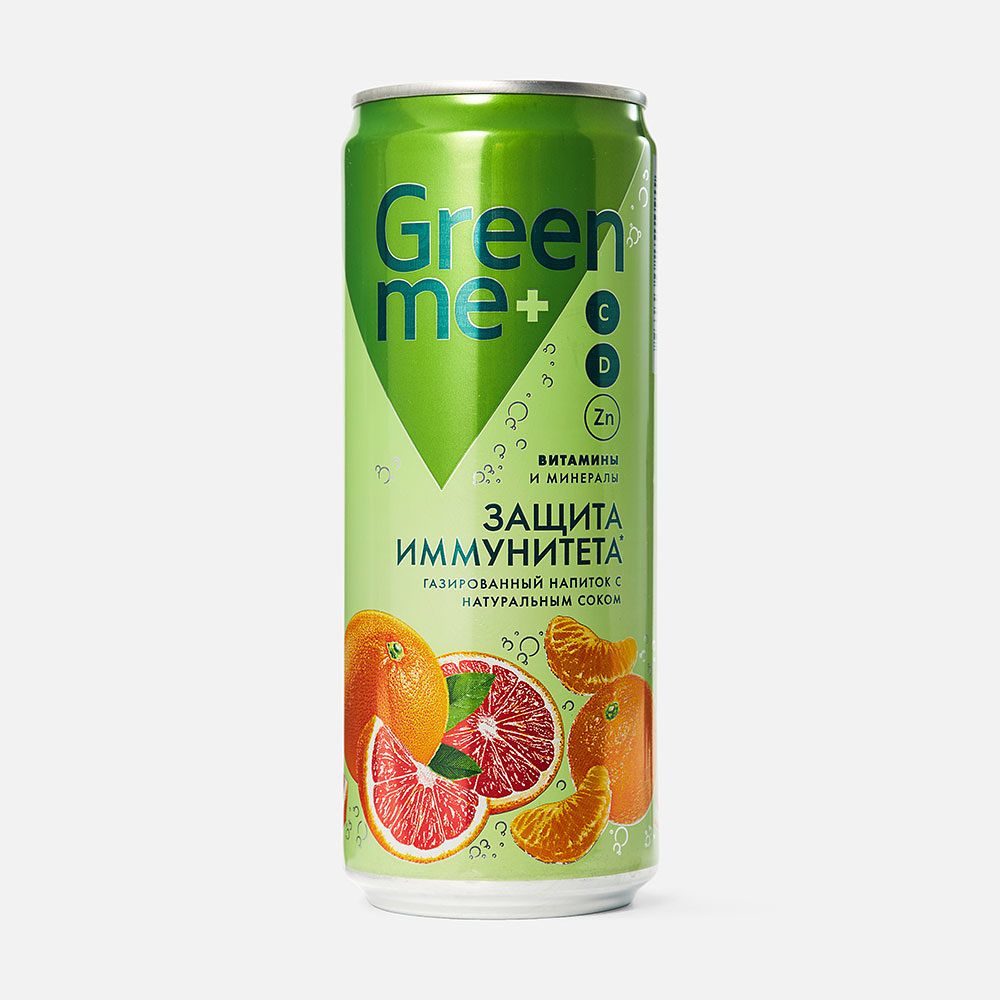 Изображение товара Напиток Greenme, Защита иммунитета, с соком, с газом, 0,33 л