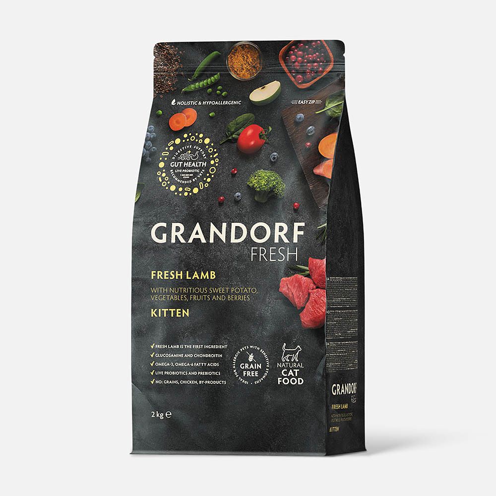 Изображение товара Сухой корм Grandorf Fresh, для котят, свежее мясо ягнёнка с бататом, 2 кг