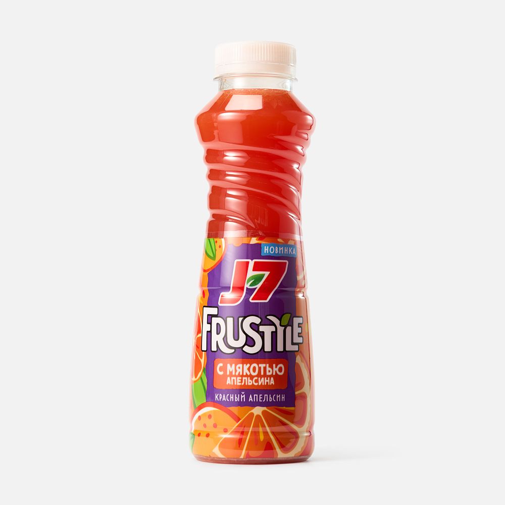 Изображение товара Напиток J7 Frustyle, с соком, с мякотью апельсина, красный апельсин, 0,385 л
