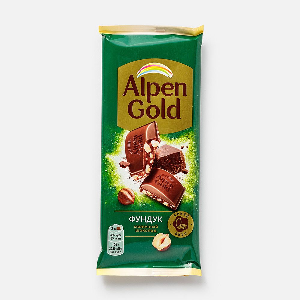 Изображение товара Молочный шоколад Alpen Gold, с фундуком, 80 г