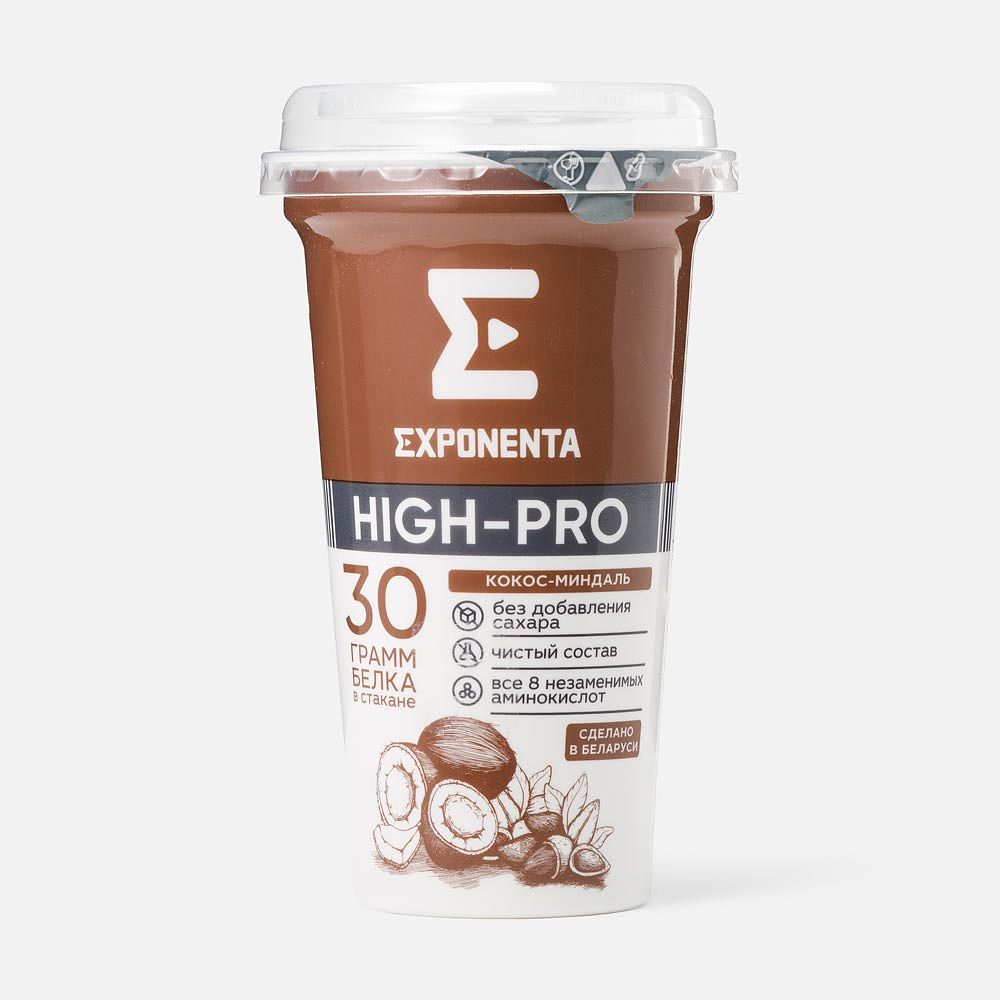 Изображение товара Кисломолочный напиток Exponenta High-Pro, кокос и миндаль, 250 г
