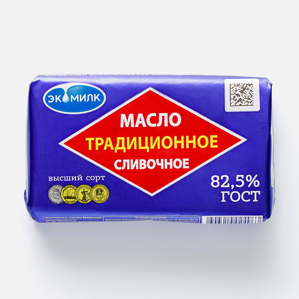 Изображение товара Сливочное масло Экомилк, 82,5%, традиционное, ГОСТ, 160 г