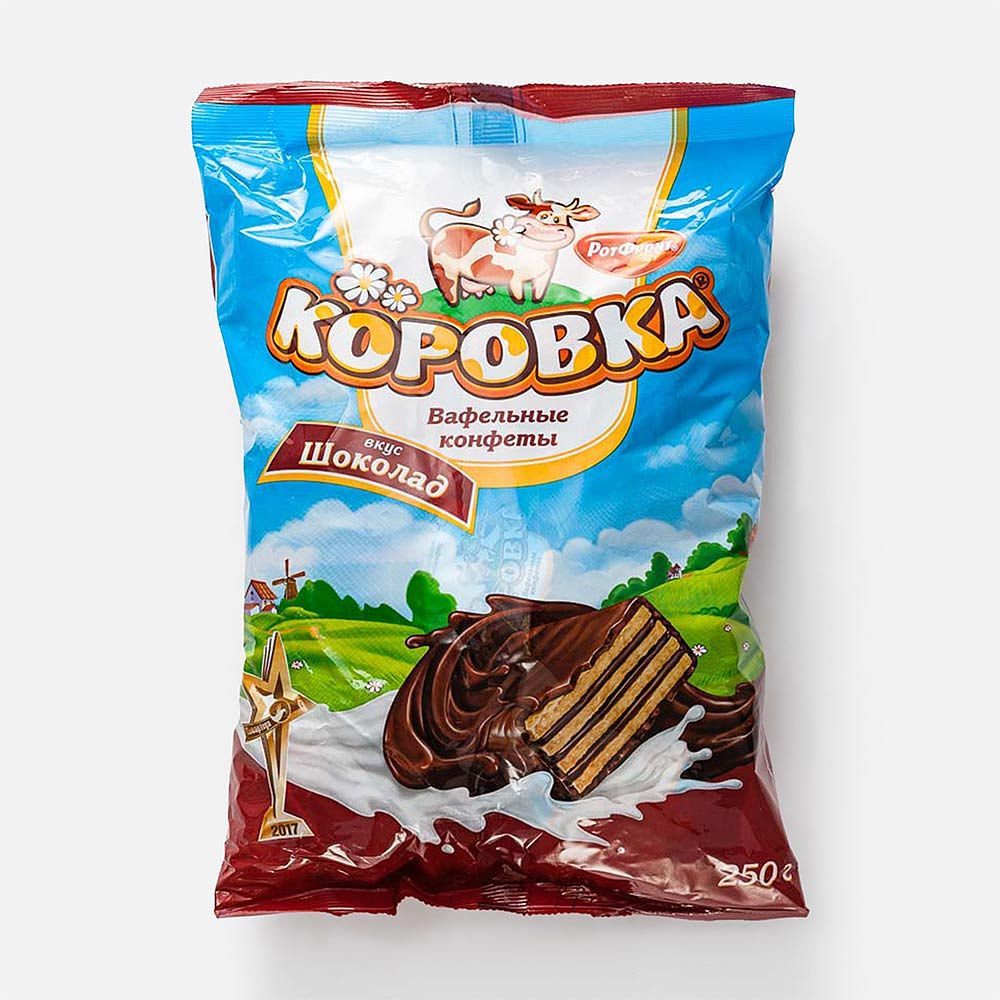 Изображение товара Вафельные конфеты Рот Фронт, Коровка, шоколад, 250 г