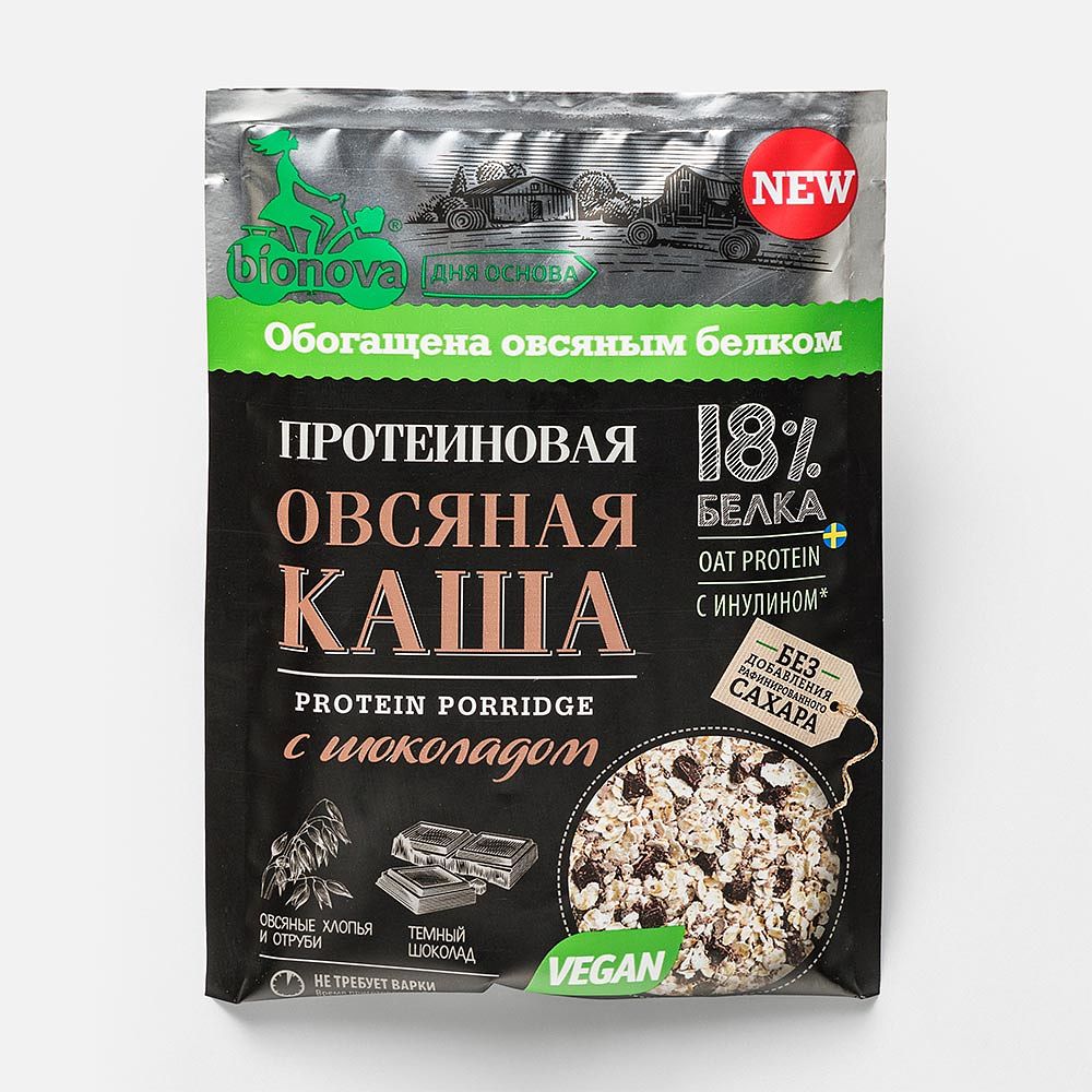 Изображение товара Овсяная каша Bionova, протеиновая, с шоколадом и инулином, без варки, 40 г