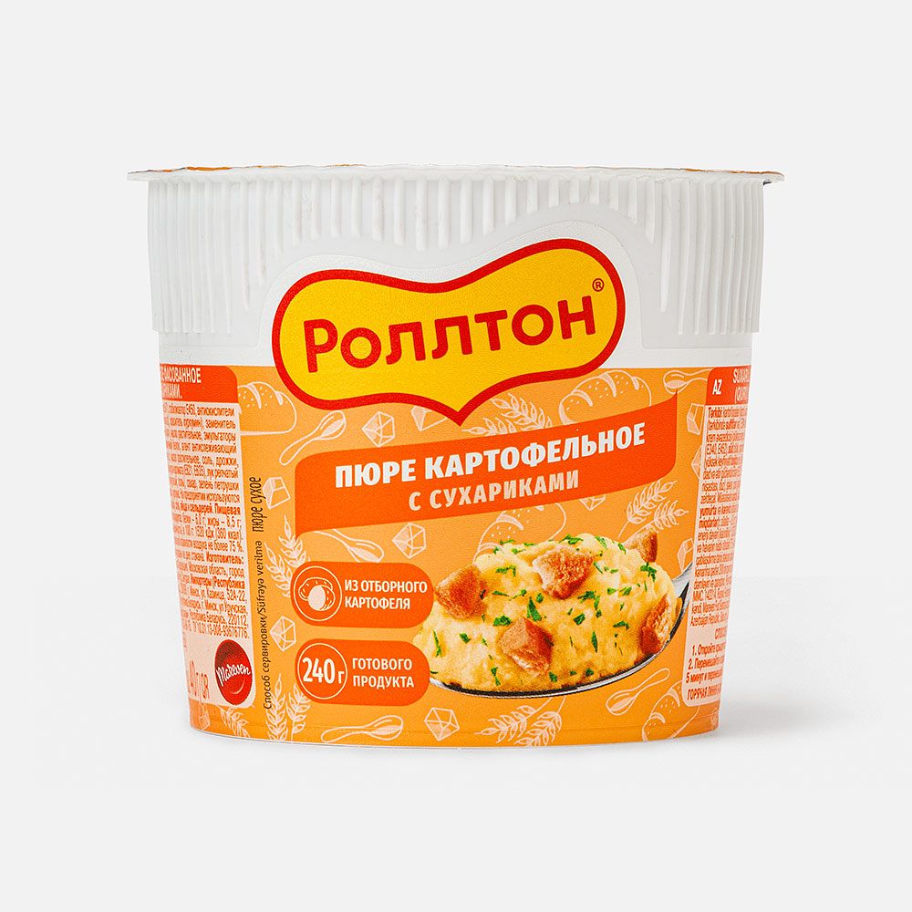 Изображение товара Картофельное пюре Роллтон, с сухариками, быстрого приготовления, 40 г