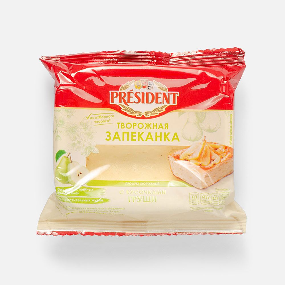 Изображение товара Запеканка President творожная, с кусочками груши, 150 г