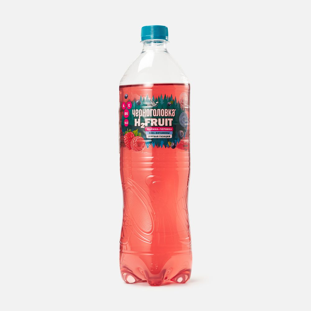 Изображение товара Напиток Черноголовка H2Fruit, с соком, малина и черника, с газом, 1 л