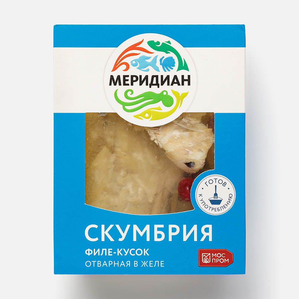 Изображение товара Филе скумбрии Меридиан, отварное, в желе, 200 г