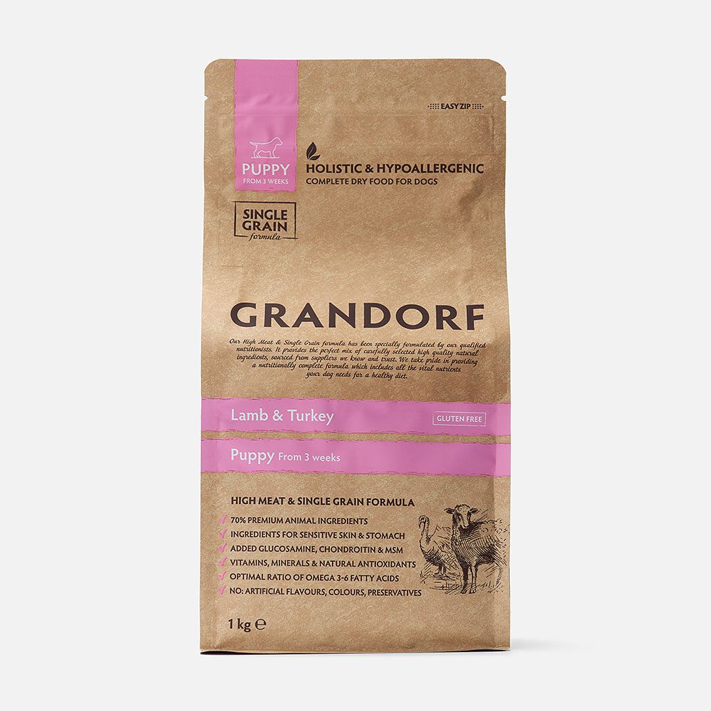 Изображение товара Сухой корм Grandorf для щенков с ягнёнком и индейкой 1 кг