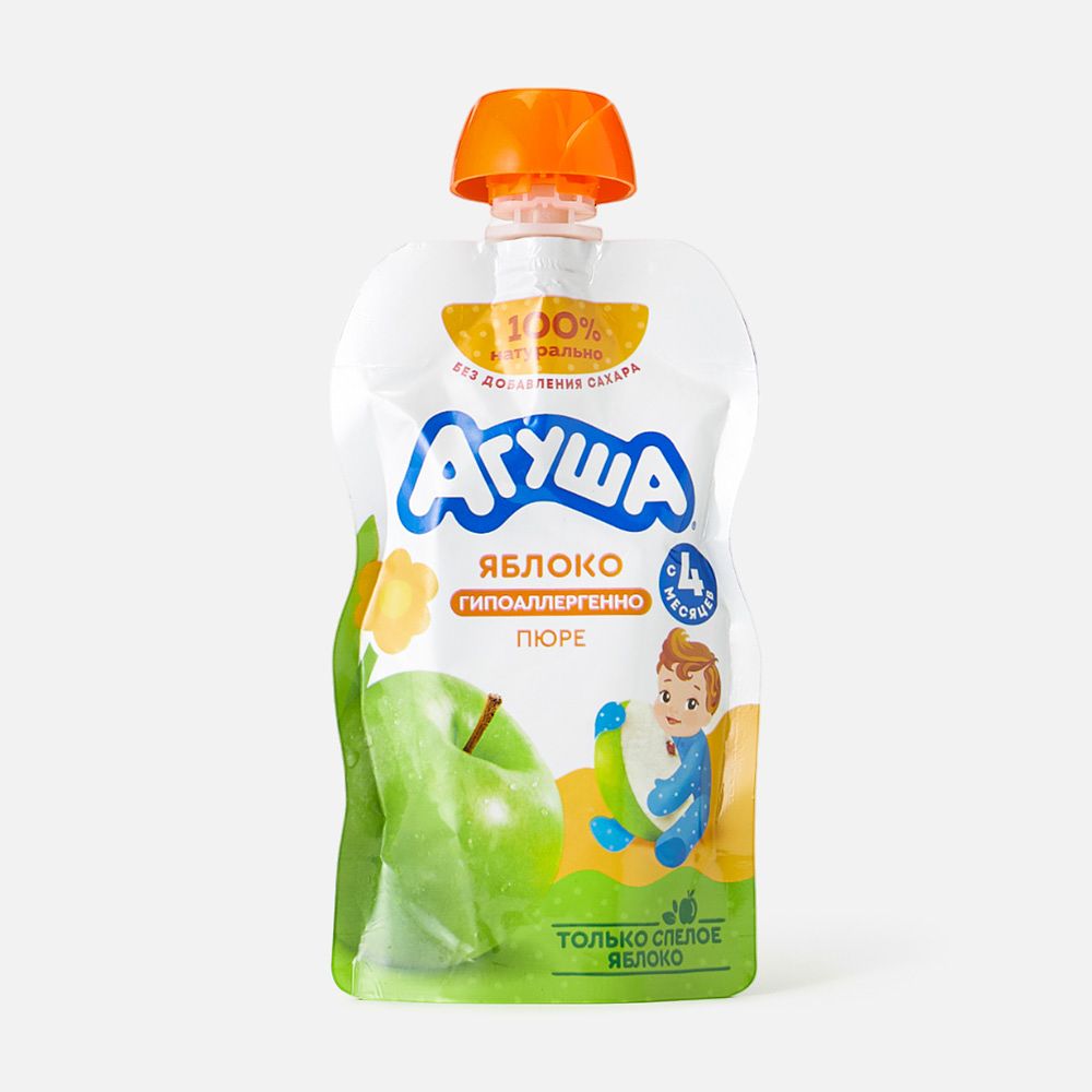 Изображение товара Фруктовое пюре Агуша, яблоко, с 4 месяцев, 90 г