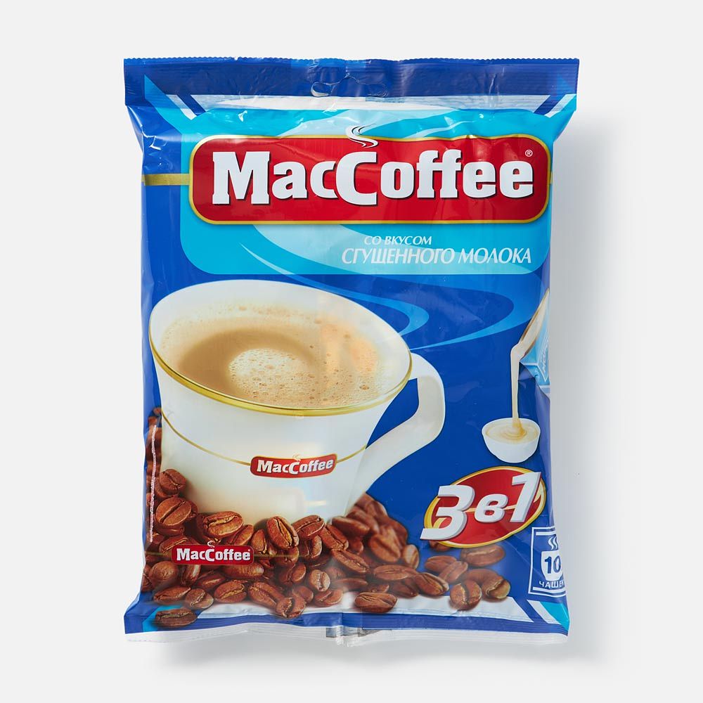 Изображение товара Растворимый кофейный напиток MacCoffee, 3 в 1, со вкусом сгущённого молока, 10x20 г