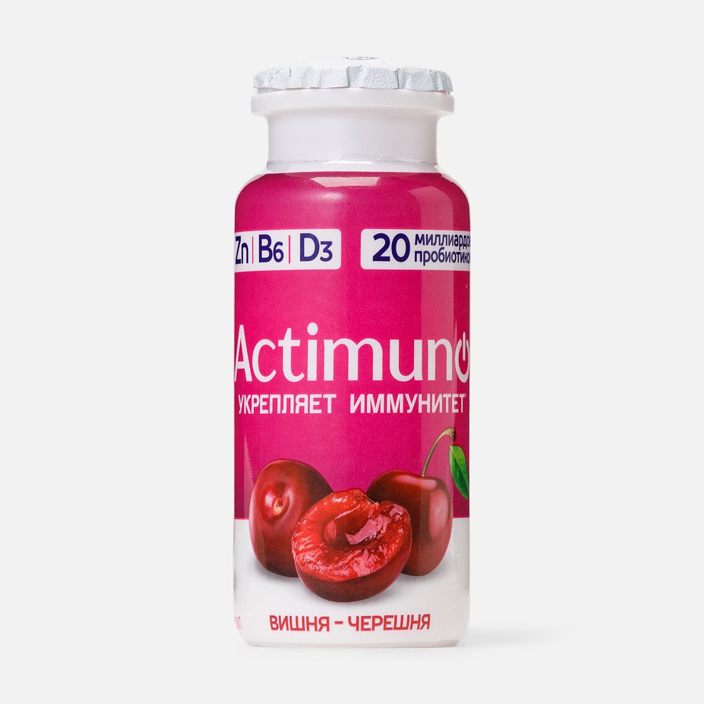 Изображение товара Кисломолочный напиток Actimuno, 1,5%, с вишней и черешней, 95 г