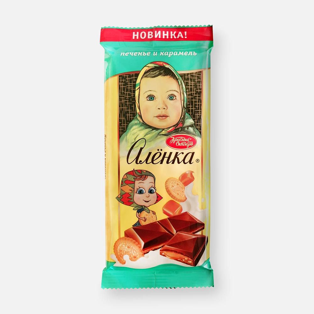 Изображение товара Молочный шоколад Алёнка, с печеньем и карамелью, 87 г